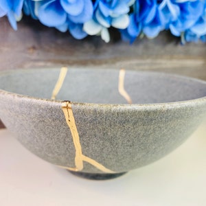 Kintsugi Bowl, Kintsugi Stoneware Bowl, Fall Decor, Unique Gifts, Minimalist Decor, Home Decor, Kintsugi Pottery Handmade Bowl