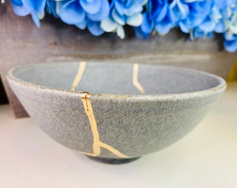 Kintsugi Bowl, Kintsugi Stoneware Bowl, Fall Decor, Unique Gifts, Minimalist Decor, Home Decor, Kintsugi Pottery Handmade Bowl