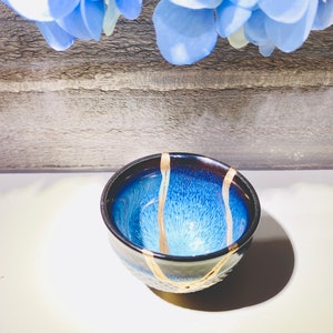 Kintsugi, Blue Fire Teacup, Kintsugi Bowl, ceramic gift, Minimalist, Personalized Gift, Home Decor, Japanese Teacup, Gifts for Her, Kintsugi