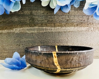 Kintsugi Bronze Mini Dish, Stoneware Anniversary Gift, Kintsugi Kit, Personalized Gift, Home Decor
