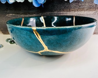 Kintsugi Bowl, Kintsugi Emerald Green Bowl, Anniversary, Gifts For Her, Handmade Gifts, Minimalist, Kintsugi Emerald Bowl