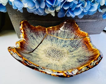 Kintsugi Bowl, Kintsugi Handmade Ceramic Tree Bark Bowl Reactive Glaze, Gift for Her, Kintsugi Gold Repair, Anniversary Gift & Home Decor