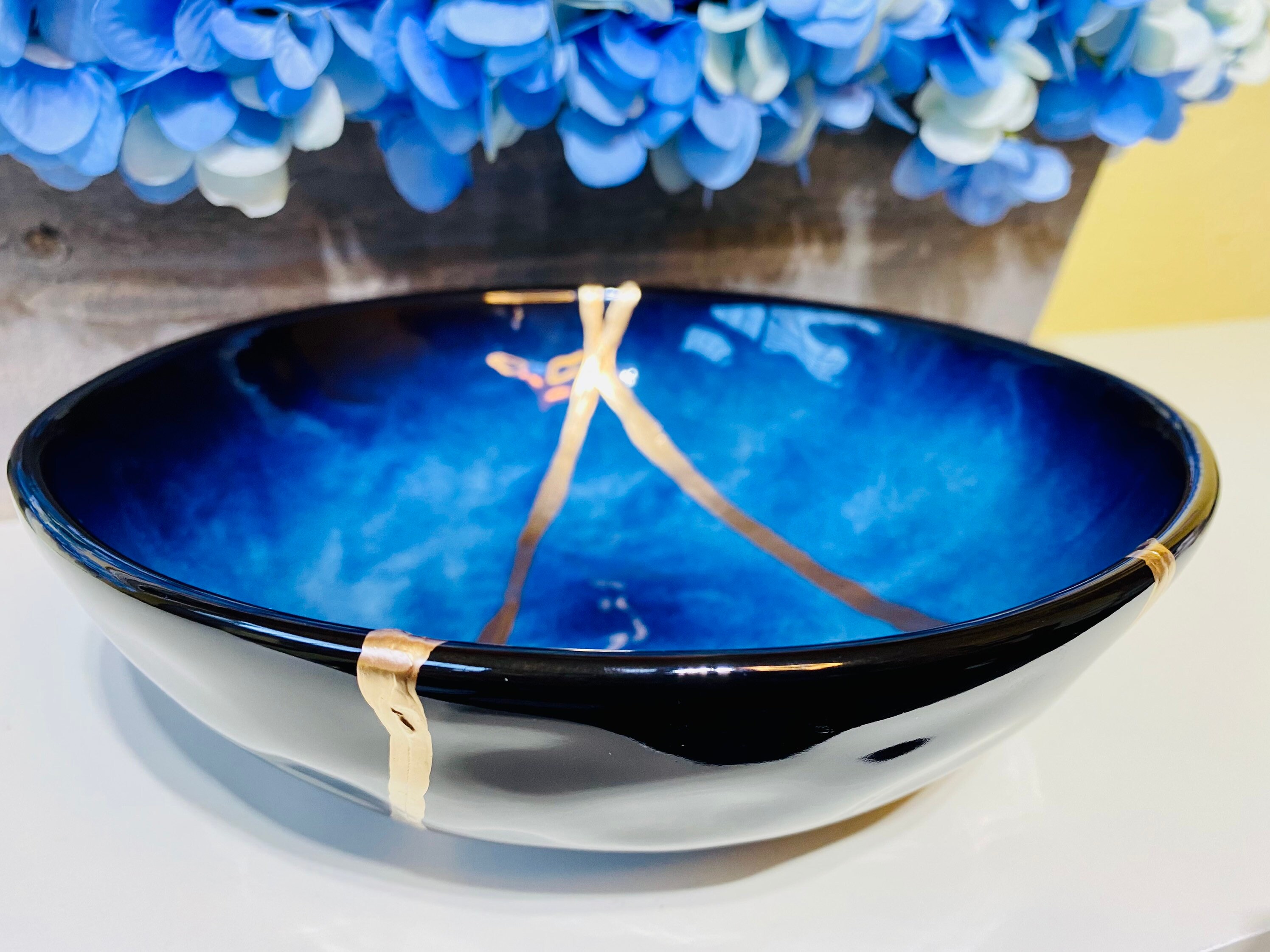 Kintsugi, Kintsugi Blue Easter Bowl, Kintsugi Blue Egg Bowl, HomeDecor, Anniversary, Gift For Her, Minimalist, Blue Egg Bowl, Valentine Gift