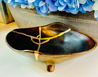 Kintsugi Bowl, Kintsugi Bronze Anniversary, Gold Repair, Wedding, Japanese Art, Gift For Her