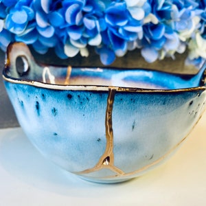 Kintsugi Grey Sunrise Ramen Bowl, Kintsugi Bowl, Kintsugi Repaired, Home Decor, Handmade, Minimalist, Kintsugi Reactive Glaze