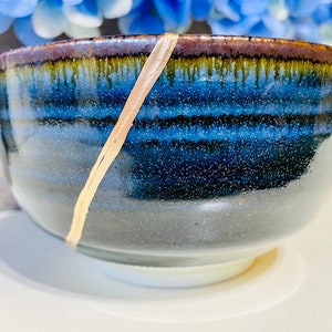 Kintsugi Bowl, Kintsugi Blue Wave Bowl, Kintsugi Gold Repair Ceramic Pottery, Minimalist Art, Home Decor, Gifts for Women, Kintsugi Art image 9