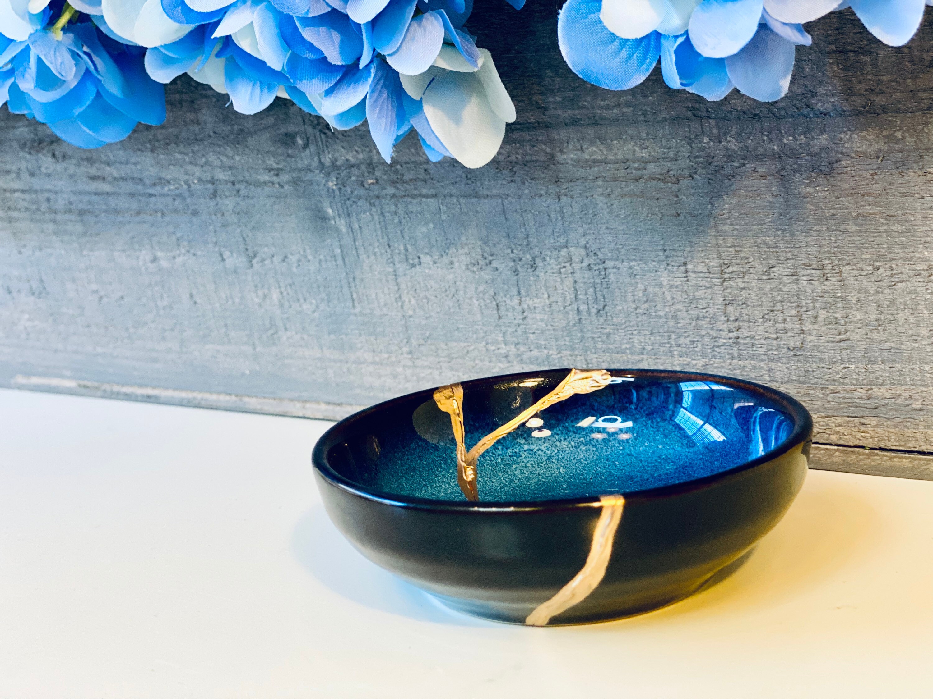 Large Midnight Blue Kintsugi Bowl Kintsugi Home Decor Kintsugi Pottery Wabi  Sabi Blue & Gold birthday Gift Japanese Present 