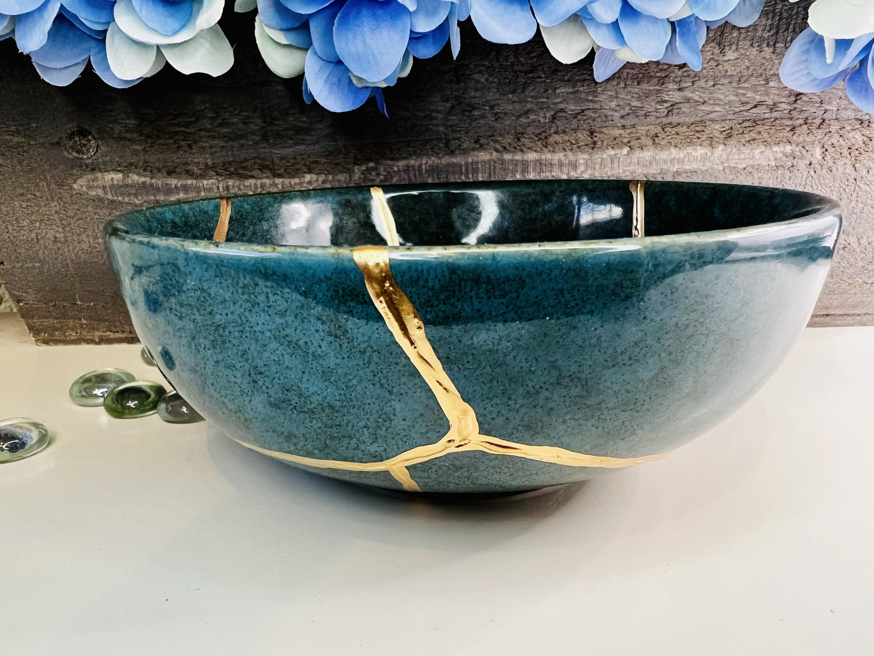 Kintsugi Bowl, Kintsugi Emerald Green Bowl, Home Decor, Gifts For Her