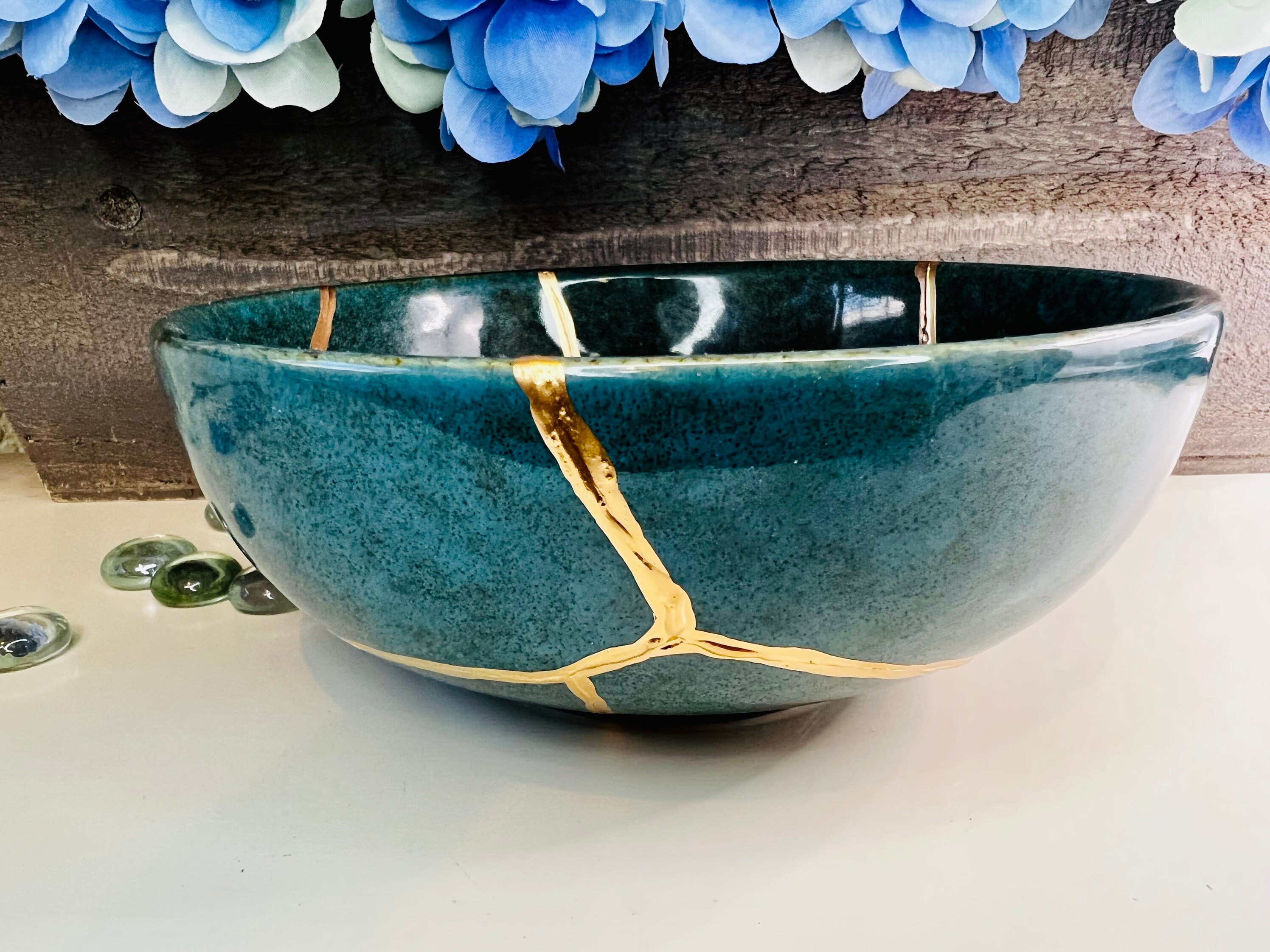 Kintsugi Bowl, Kintsugi Emerald Green Bowl, Home Decor, Gifts For Her