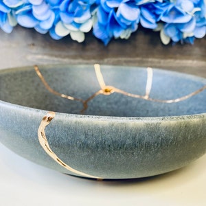 Kintsugi Bowl, Kintsugi Natural Grey Bowl, Handmade Gift, Kintsugi Pottery, Gift for Her, Home Decor, Minimalist, Kintsugi Stoneware Bowl