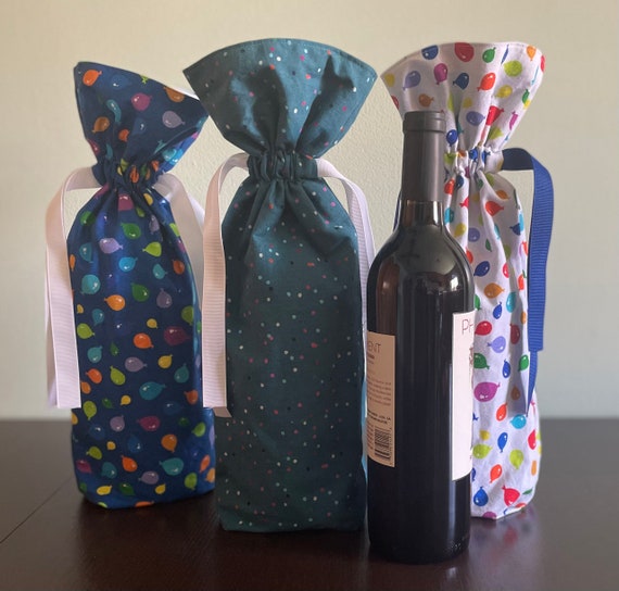 Reusable Fabric Wine Gift Bags Birthday/celebration Themed Etsy