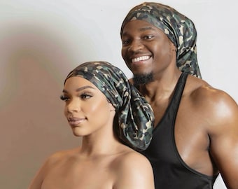 Gorra grande con forro de satén: calcetín unisex de día y noche con cordón ajustable