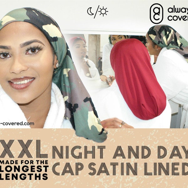 XXL Unisex Satin Lined Night & Day Cap Loc sock w/Adjustable string | Great for All Hair Types, Long hair, dreadlocks, braids, locs, wigs