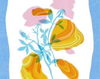 PRINT - Flowers Abstracted in Blue