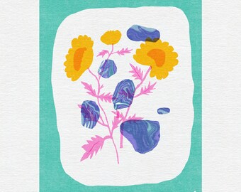 PRINT - Flowers Abstracted in Green