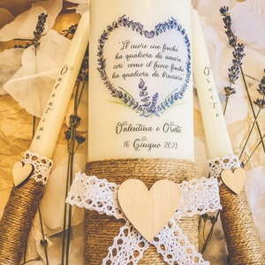 Candele rito della luce in stile Shabby chic, stile provenzale, rito dell’unione, candele matrimonio, unity candle, set rito della luce.