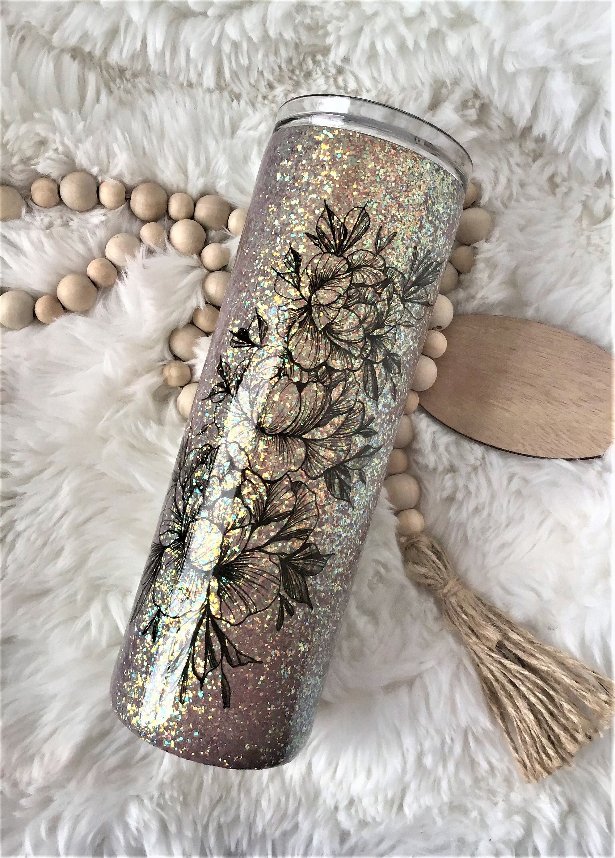 Blush Glam Double Walled Glitter Tumbler - Silver