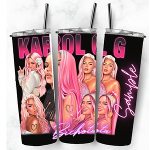 Karol G Shimmer Tumbler, Bichota Skinny Tumbler, Karol 20oz Tumbler, Travel Coffee Mug, Custom Tumbler, Manana sera bonito