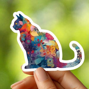 Adesivo con motivo a gatto, adesivo per quaderno, adesivo con animale, adesivo per planner, adesivo per laptop, adesivo per diario, adesivo per telefono, adesivo in vinile