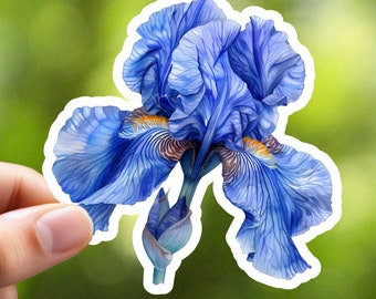 Blue Watercolor Iris Sticker, Flower Sticker, Notebook Sticker, Planner Sticker, Journal Sticker, Laptop Sticker, Phone Sticker