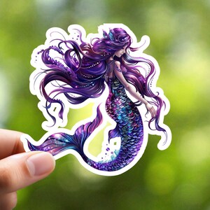 Purple Mermaid Sticker, Notebook Sticker, Planner Sticker, Journal Sticker, Laptop Sticker, Phone Case Sticker, Craft Sticker