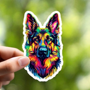 Bunter Schäferhund Aufkleber, GSD, Hundeaufkleber, Notizbuch Aufkleber, Journal Aufkleber, Planer Aufkleber, Telefon Aufkleber, Bastelaufkleber, Abziehbild