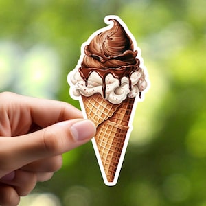 Chocolate Ice Cream Cone Sticker, Laptop Sticker, Notebook Sticker, Journal Sticker, Planner Sticker
