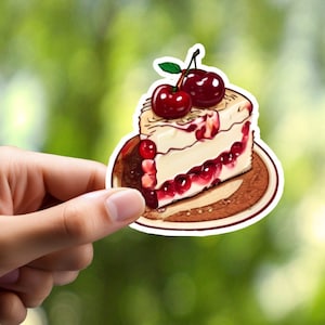 Cherry Cheesecake Sticker, dessert sticker, food sticker, laptop sticker, Notebook Sticker, journal sticker