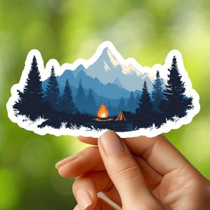 Camping in the Mountains Sticker, Nature Sticker, Mountain Sticker, Notebook Sticker, Planner Sticker, Journal Sticker, Laptop Sticker