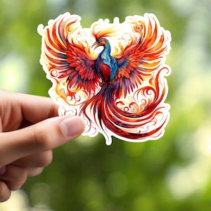 Pegatina de Phoenix, pegatina de pájaro, pegatina de ordenador portátil, pegatina de carpeta, pegatina de diario, pegatina de cuaderno, pegatina de álbum de recortes