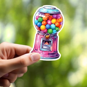 Gumball Machine Sticker, Sweet Sticker, Journal Sticker, Laptop Sticker, Scrapbook Sticker, Notebook Journal