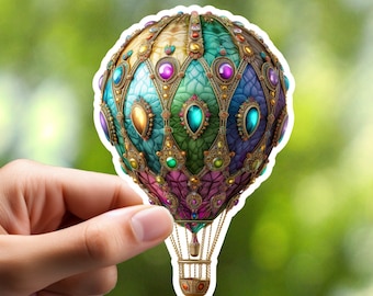 Bejeweled Hot Air Balloon Sticker, Travel Sticker, Notebook Sticker, Planner Sticker, Journal Sticker, Laptop Sticker, Adventure Sticker