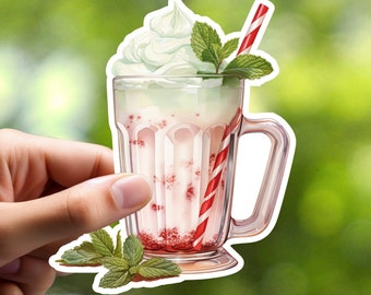 Peppermint Milkshake Sticker, Notebook Sticker, Journal Sticker, Laptop Sticker, Craft Sticker