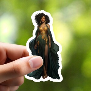 Sticker Belle femme noire, Femme afro-américaine, Dame élégante, Sticker pour ordinateur portable, Sticker pour ordinateur portable, Sticker pour journal, Sticker agenda