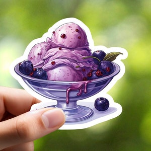 Blueberry Ice Cream Sticker, Dessert Sticker, Notebook Sticker, Laptop Sticker, Journal Sticker, Planner Sticker, Phone Case Sticker