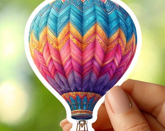 Colorful Hot Air Balloon Sticker, Travel Sticker, Adventure Sticker, Journal Sticker, Laptop Sticker, Phone Sticker, Craft Sticker