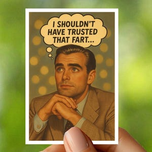 Adesivo "Confie no Peido" - Adesivo Engraçado de Cara Retro, Eu Não Deveria Ter Confiado Naquele Peido, Adesivo de Vinil com Humor Vintage, Presente de Mordaça para Homens