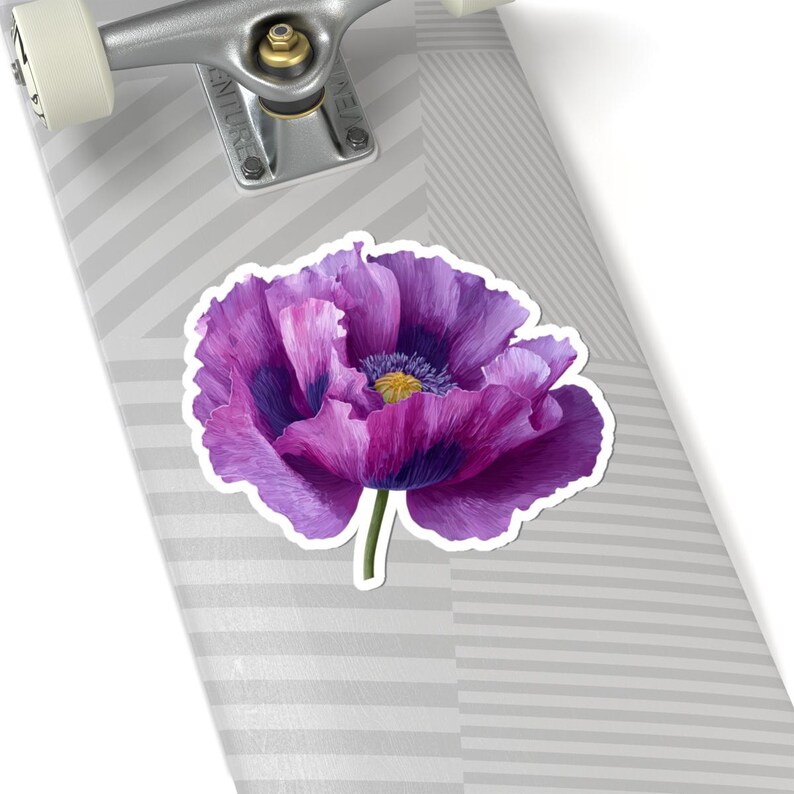 Purple Poppy Sticker: Floral Vinyl Decal for Laptop, Journal - Etsy