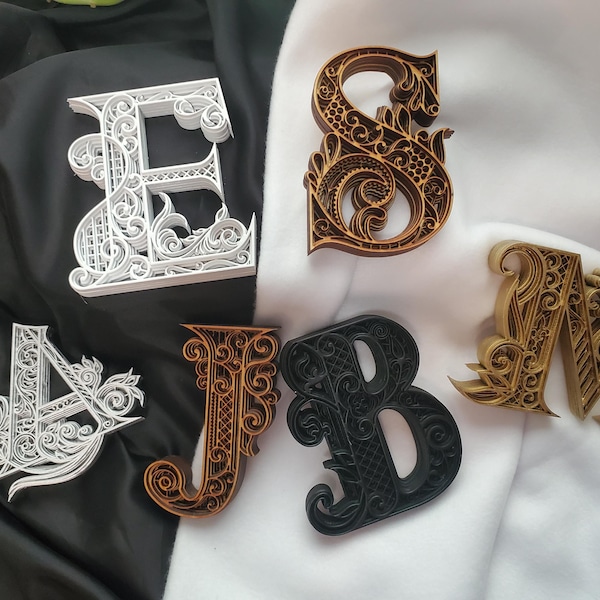 Ornate Wood Monogram Letter – Laser Cut Decorative Letter, Custom Fancy Wooden Initial, Layered Wall Art, Gift for Book Lovers or Decor