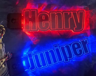 Custom LED Name Keychain – Personalized Acrylic Light Up Tag – Glowing Backpack Charm –  Name Keyring – Unique Gift for Him or Her,