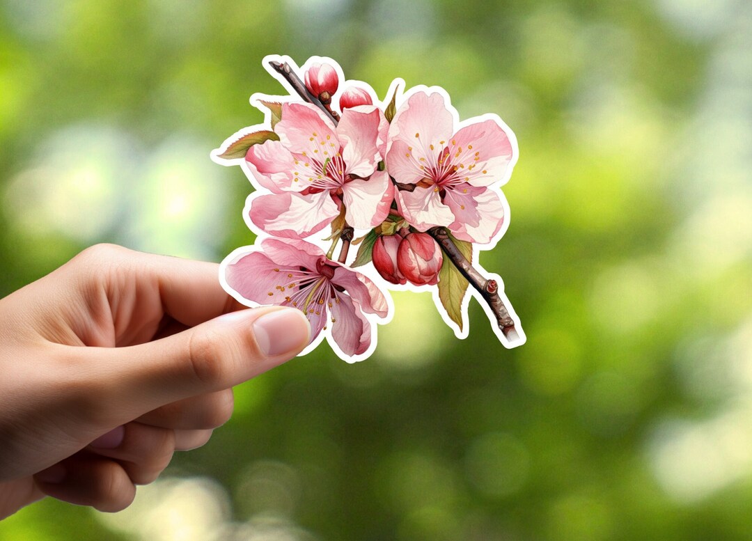Cherry Blossoms Sticker, Laptop Sticker, Journal Sticker, Notebook ...