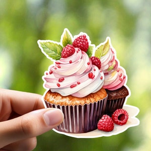 Pegatina de cupcakes, pegatina dulce, pegatina para computadora portátil, pegatina de diario, pegatina de álbum de recortes, pegatina artesanal
