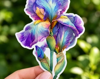 Purple and Blue Iris Sticker, Laptop Sticker, Journal Sticker, Scrapbook Sticker, Bullet Journal Sticker