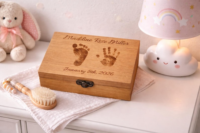Baby Gift Personalized Video Memory Box – Engraved Baby Keepsake Box with Screen, Digital Newborn Gift Bild 7