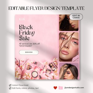 Black Friday-verkoopflyer | Wimperverkoop | Bewerkbare Canva-sjabloon | Wimpertechnologie | Roze vrijdag-uitverkoop | Bewerkbare Black Friday-sjabloon | Instagram