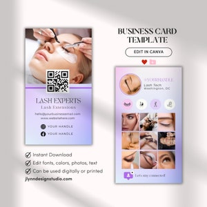 Influencer Cards | Lash Tech Business Card | Small Business | Social Media Template | Ig Card | Business Card Template Design | QR Code IC