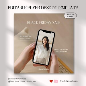Panfleto de Promoção da Black Friday | Modelo de Design de Panfleto Faça Você Mesmo | Dourado e Preto | Postagem no Instagram | Modelo de Panfleto | Panfleto da Black Friday no Canva