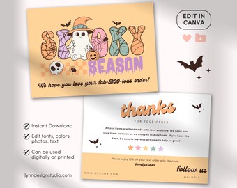 Halloween Thank You Card Template: Retro Small Business (DIY Canva) HBC