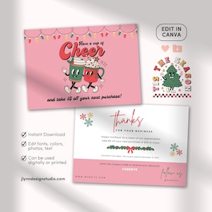 Printable Business Coupon Canva Template | Christmas Gift | Custom Card Voucher | Printable Gift Card | Shop Coupon Card TY