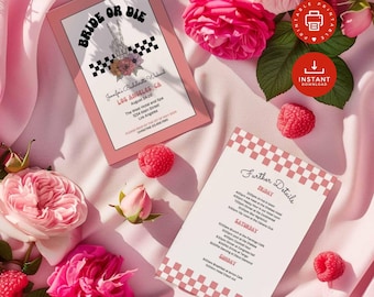 Bachelorette Invitation & Itinerary Canva Template - Digital Printable Party Invite - Editable Hen Party Template Instant Download BI